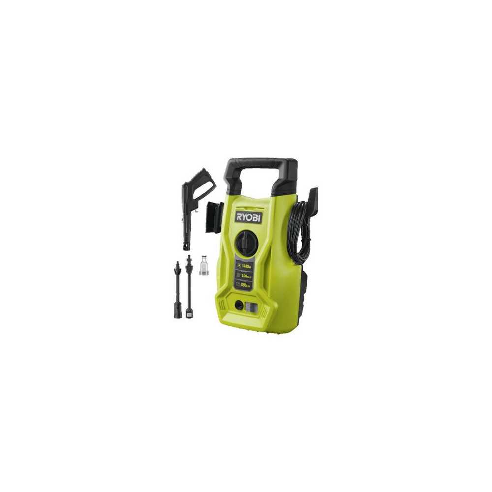 RYOBI - Nettoyeur haute pression 1400 W - 100 bars - 360 L - flexible RYOBI - Nettoyeur haute pression 1400 W - 100 bars - 360 L - flexible