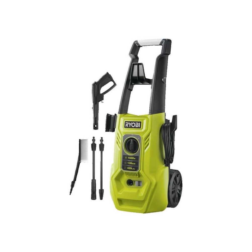RYOBI - Nettoyeur haute pression 1600 W 130 bars - 420 L - flexible 5m RYOBI - Nettoyeur haute pression 1600 W 130 bars - 420 L - flexible 5m