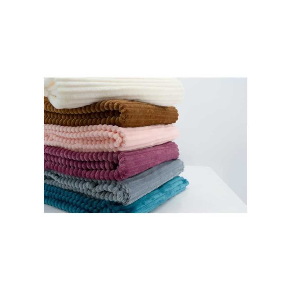 Couverture boudoir - DOMIVA - Lait - 75 x 100 cm - Velours côtelé, d Couverture boudoir - DOMIVA - Lait - 75 x 100 cm - Velours côtelé, d