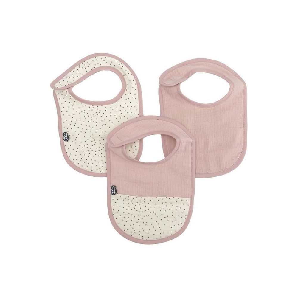 Lot x3 bavoirs - DOMIVA - 0-6 mois - Gaze de coton - Vieux rose Lot x3 bavoirs - DOMIVA - 0-6 mois - Gaze de coton - Vieux rose