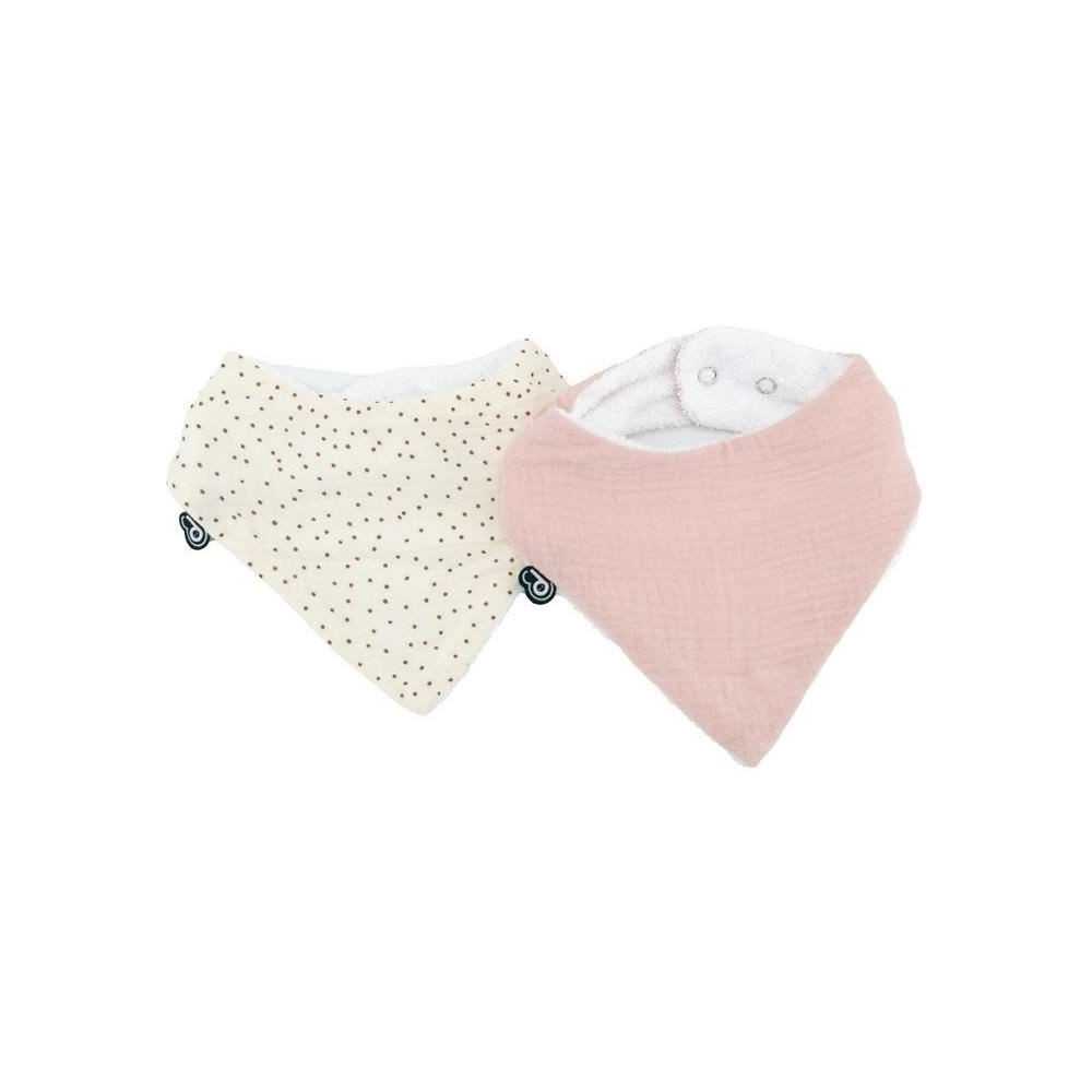 Lot x2 bavoirs bandana - DOMIVA - TU - Mousseline - Vieux rose pois Lot x2 bavoirs bandana - DOMIVA - TU - Mousseline - Vieux rose pois