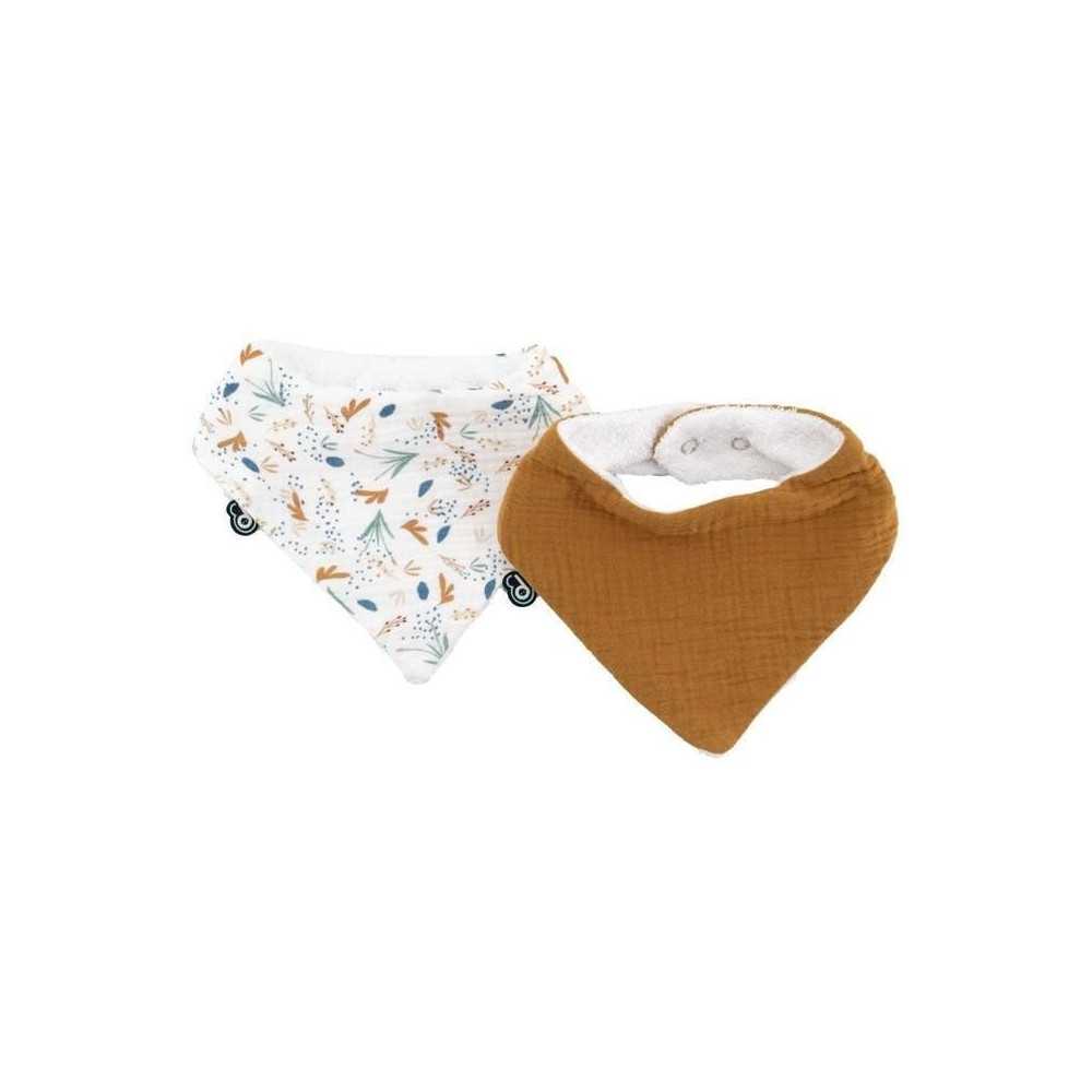 Lot de 2 bavoirs bandana - DOMIVA - TU - Mousseline - Caramel Imprimé