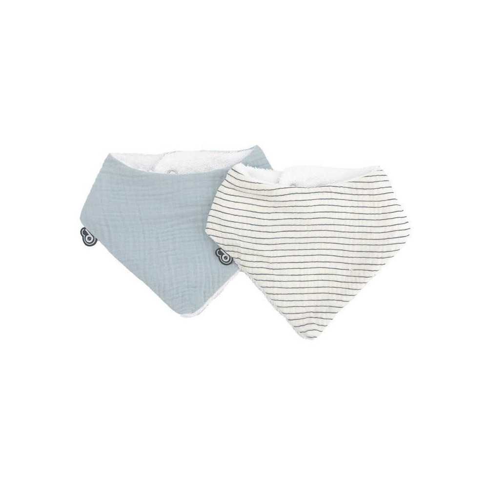 Lot de 2 bavoirs bandana - DOMIVA - TU - Mousseline - Bleu Vintage Ray