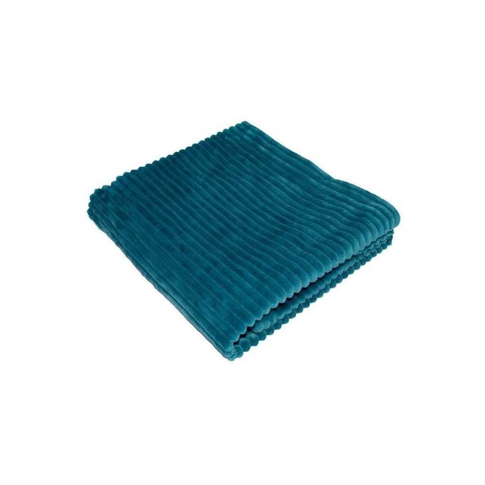 Couverture boudoir - DOMIVA - Paon - 75 x 100 cm - Velours côtelé, d