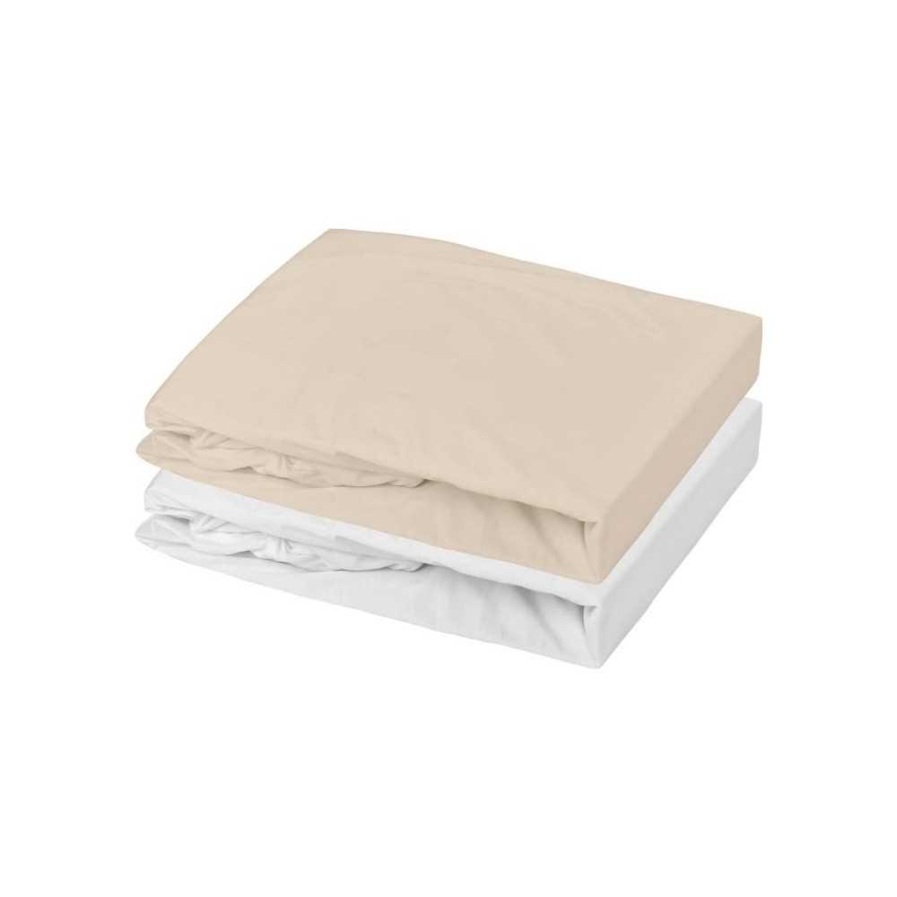 Lot 2 drap housse - P'TIT DODO - Jersey - 60 x 120 cm - Blanc / Nude Lot 2 drap housse - P'TIT DODO - Jersey - 60 x 120 cm - Blanc / Nude