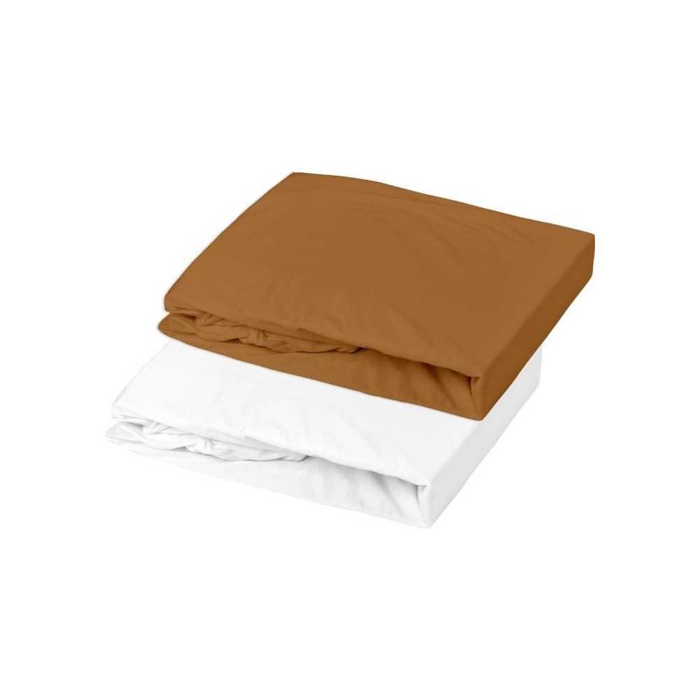 Lot 1 alese + 1 drap housse - P'TIT DODO - 70 x 140 cm - Blanc / Caram Lot 1 alese + 1 drap housse - P'TIT DODO - 70 x 140 cm - Blanc / Caram