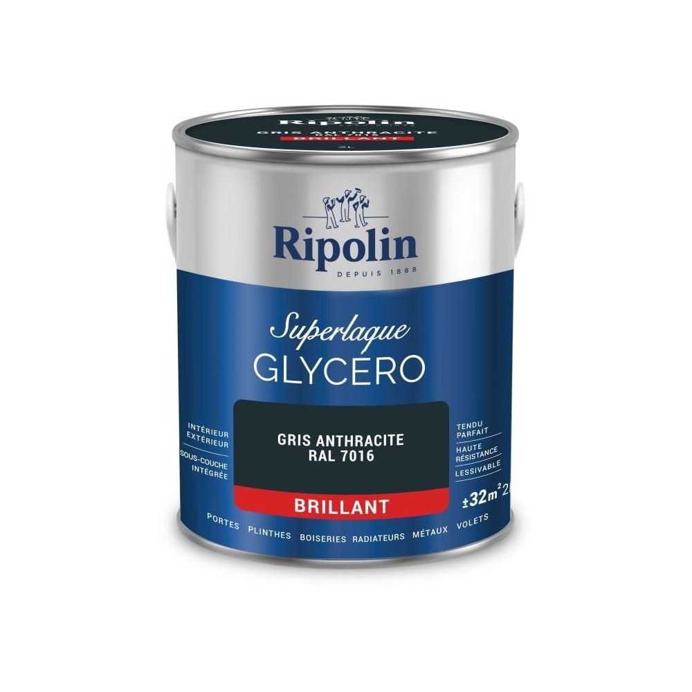 Laque glycéro gris anthracite RAL 7016 brillant - RIPOLIN - 2 L Laque glycéro gris anthracite RAL 7016 brillant - RIPOLIN - 2 L
