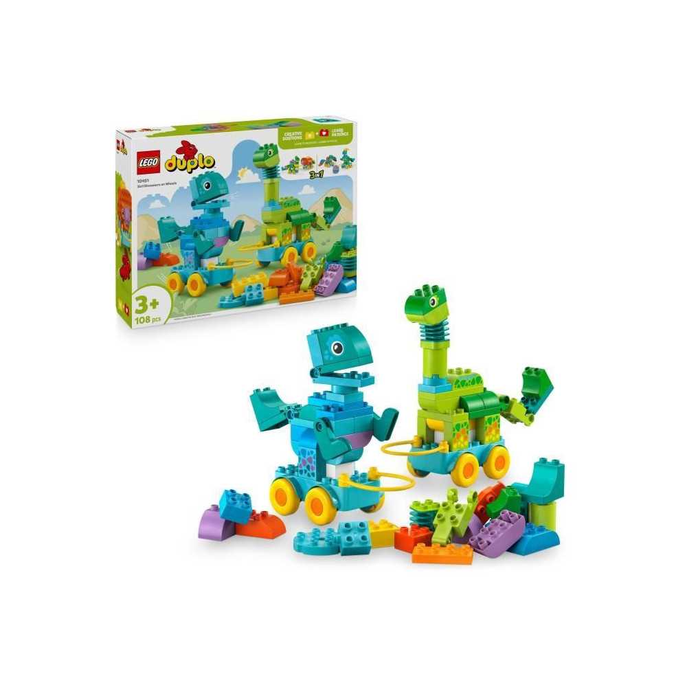 LEGO DUPLO Ma Ville 10451 Dinosaures sur Roues 3-en-1 - Jeu d'éveil d