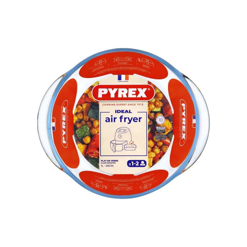 Plat air fryer - PYREX - 1450140 - Rond - En verre borosilicate - 20 c Plat air fryer - PYREX - 1450140 - Rond - En verre borosilicate - 20 c