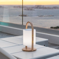 Lampe enceinte bluetooth sans fil - LUMISKY - WOODY PLAY - H37 cm - Po