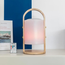 Lampe enceinte bluetooth sans fil - LUMISKY - WOODY PLAY - H37 cm - Po