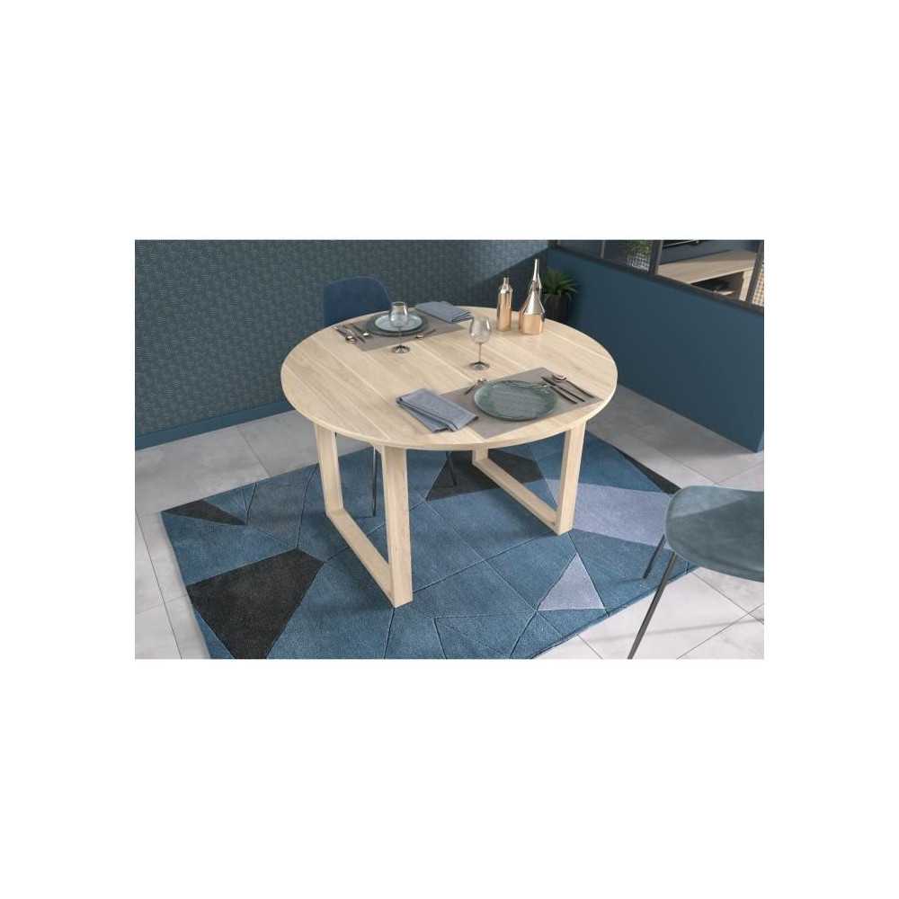 Table a manger extensible - BETTY - Ronde - Décor chene - 4 / 6 perso Table a manger extensible - BETTY - Ronde - Décor chene - 4 / 6 perso