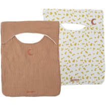 Lot de 2 bavoirs - DOMIVA - Savane - Encolure américaine - Coton doux