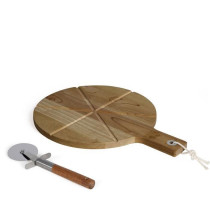 Set a pizza - LIVOO - MES158 - Bois acacia - 30 x 45 cm - 1 roulette a