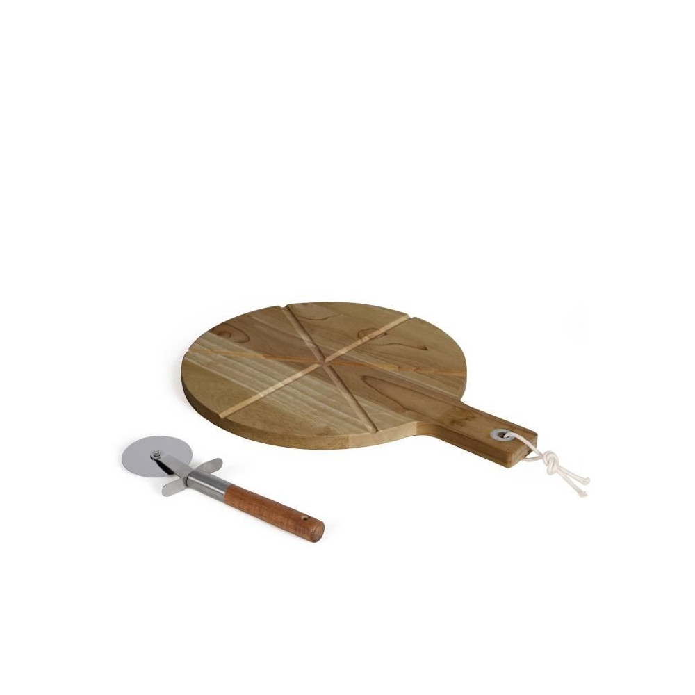 Set a pizza - LIVOO - MES158 - Bois acacia - 30 x 45 cm - 1 roulette a