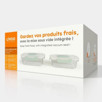 Set de 2 boîtes sous vide - LIVOO - MEN404V - 1,04 L et 1,5 L - Verre