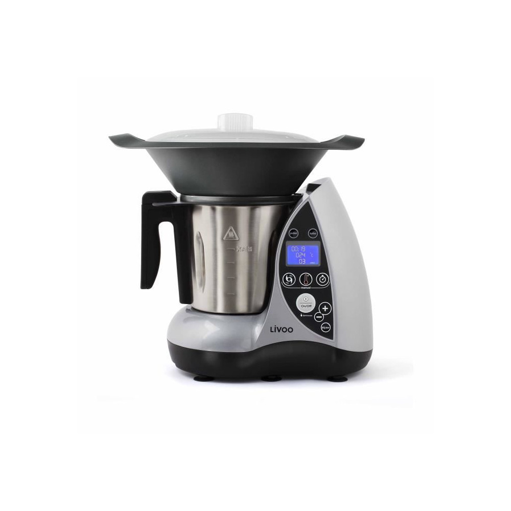 Robot culinaire chauffant LIVOO DOP142G - Gris et métal Robot culinaire chauffant LIVOO DOP142G - Gris et métal