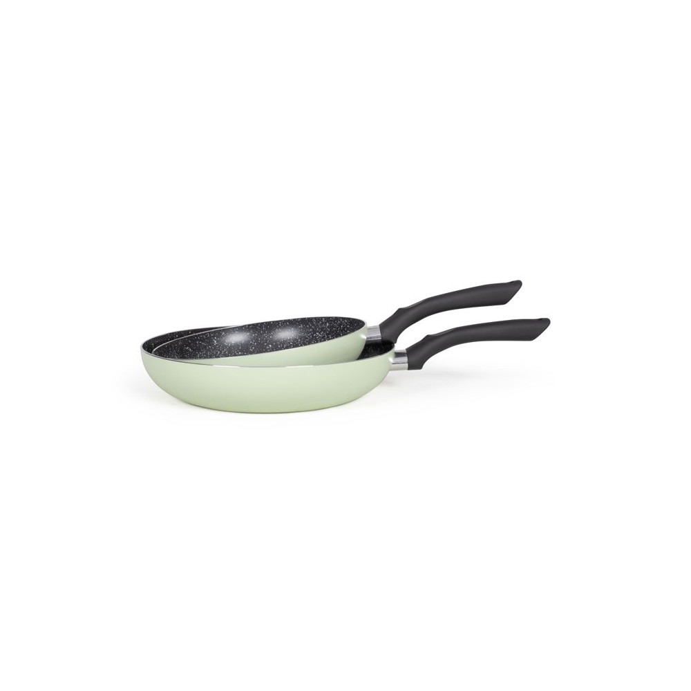 Set de 3 poeles aspect pierre - Livoo - MEN124VE - Vert Set de 3 poeles aspect pierre - Livoo - MEN124VE - Vert