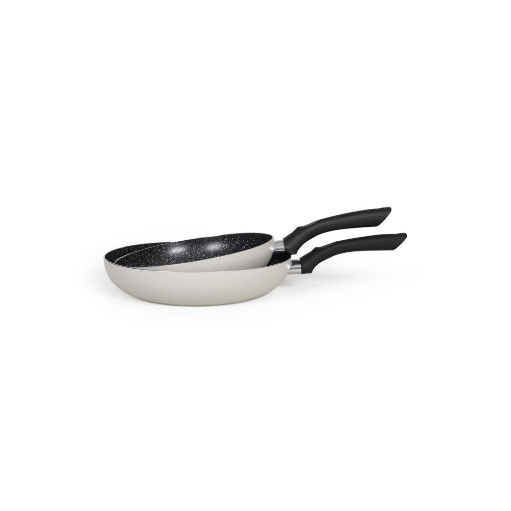 Set de 3 poeles aspect pierre - Livoo - MEN124GR - Gris Set de 3 poeles aspect pierre - Livoo - MEN124GR - Gris