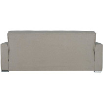 Canapé convertible 3 places - ALBA - Tissu beige - 2 coussins - Coffr