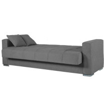 Canapé convertible 3 places - ALBA - Tissu gris foncé - 2 coussins -