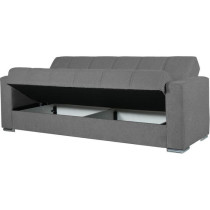 Canapé convertible 3 places - ALBA - Tissu gris foncé - 2 coussins -