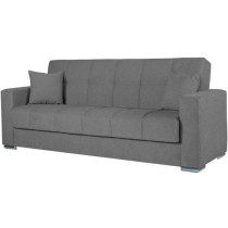 Canapé convertible 3 places - ALBA - Tissu gris foncé - 2 coussins -