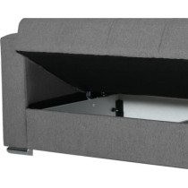 Canapé convertible 3 places - ALBA - Tissu gris foncé - 2 coussins -