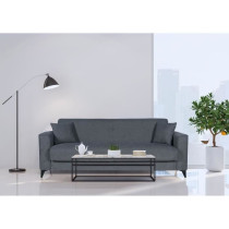 Canapé convertible 3 places - BERGAMO - Tissu gris foncé - 2 coussin