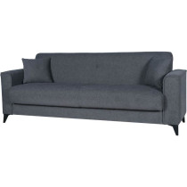 Canapé convertible 3 places - BERGAMO - Tissu gris foncé - 2 coussin