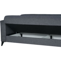Canapé convertible 3 places - BERGAMO - Tissu gris foncé - 2 coussin