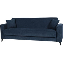 Canapé convertible 3 places - BERGAMO - Tissu bleu foncé - 2 coussin