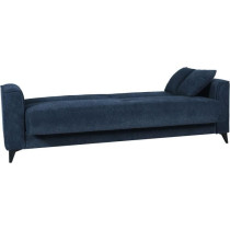 Canapé convertible 3 places - BERGAMO - Tissu bleu foncé - 2 coussin