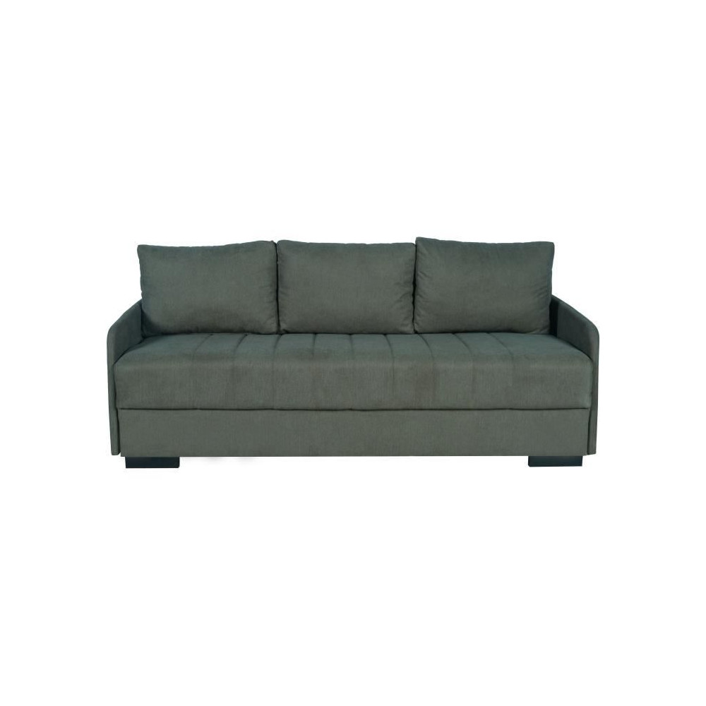 Canapé convertible 3 places - BETTA - Tissu vert foncé - Couchage 14 Canapé convertible 3 places - BETTA - Tissu vert foncé - Couchage 14