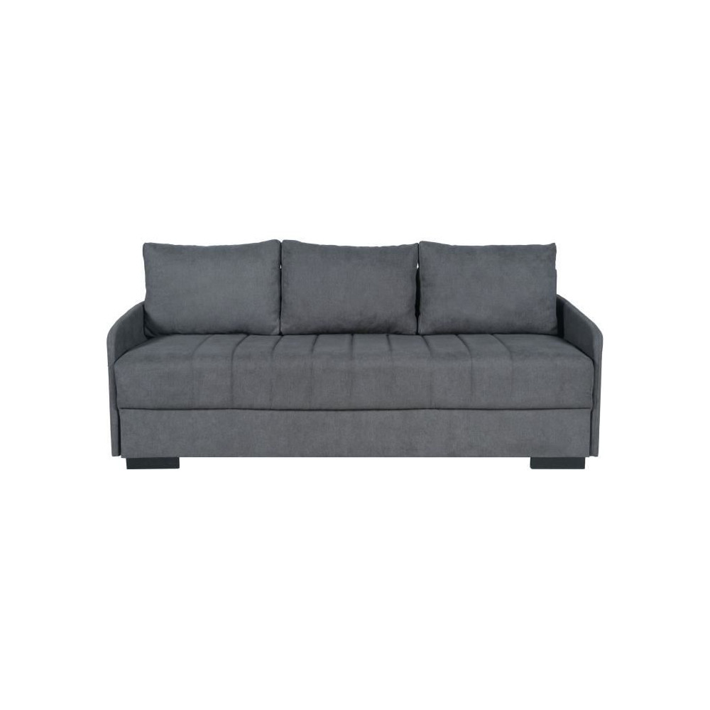 Canapé convertible 3 places - BETTA - Tissu gris clair - Couchage 145 Canapé convertible 3 places - BETTA - Tissu gris clair - Couchage 145