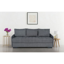 Canapé convertible 3 places - BETTA - Tissu gris clair - Couchage 145