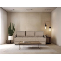 Canapé convertible 3 places - BETTA - Tissu beige - Couchage 145 x 19