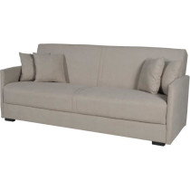 Canapé convertible 3 places - BIANCA - Tissu beige - 4 coussins - Cof
