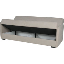 Canapé convertible 3 places - BIANCA - Tissu beige - 4 coussins - Cof