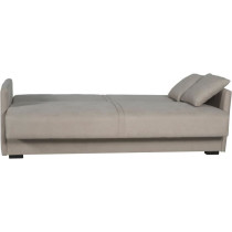 Canapé convertible 3 places - BIANCA - Tissu beige - 4 coussins - Cof