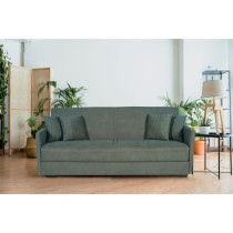 Canapé convertible 3 places - BIANCA - Tissu vert foncé - 4 coussins