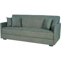 Canapé convertible 3 places - BIANCA - Tissu vert foncé - 4 coussins