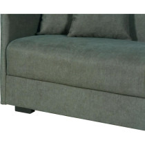 Canapé convertible 3 places - BIANCA - Tissu vert foncé - 4 coussins