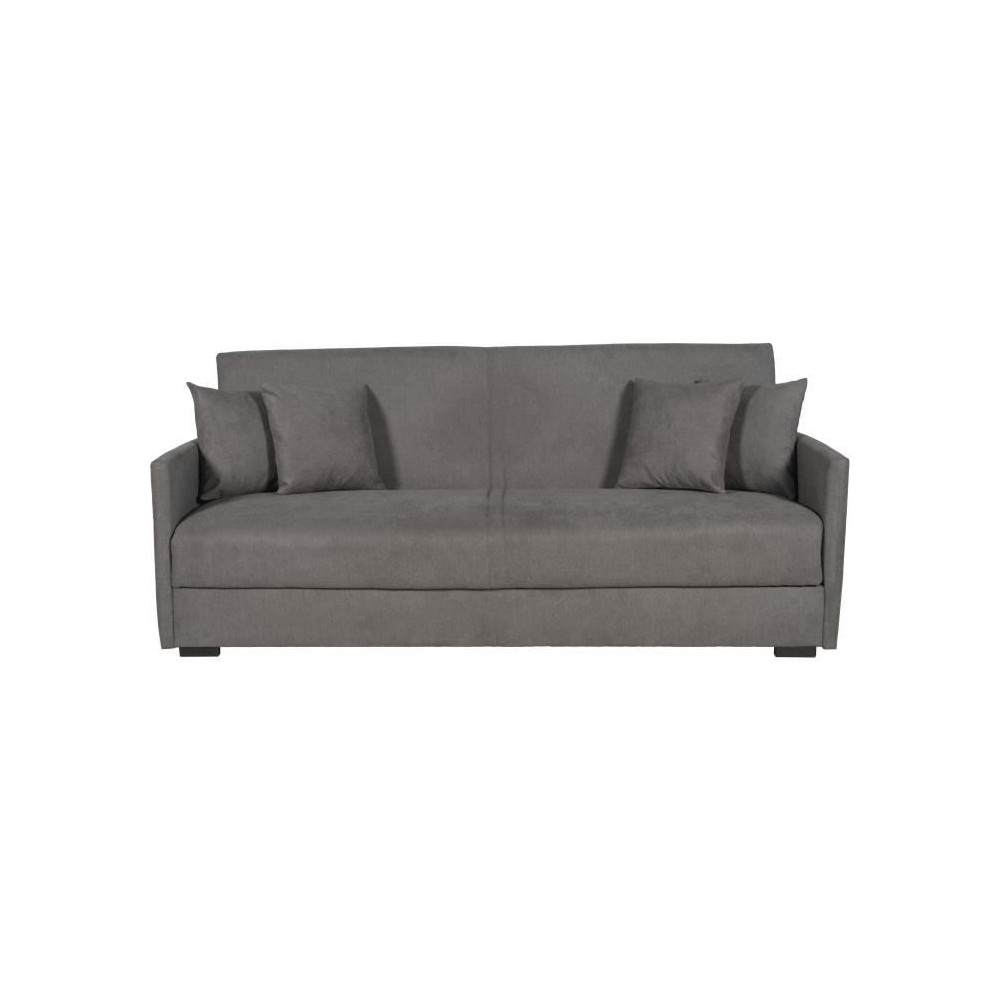 Canapé convertible 3 places - BIANCA - Tissu taupe - 4 coussins - Cof Canapé convertible 3 places - BIANCA - Tissu taupe - 4 coussins - Cof