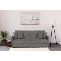 Canapé convertible 3 places - BIANCA - Tissu taupe - 4 coussins - Cof