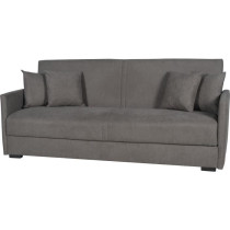 Canapé convertible 3 places - BIANCA - Tissu taupe - 4 coussins - Cof