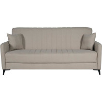 Canapé convertible - 3 places - ENZO - Tissu beige - 2 coussins - Cof