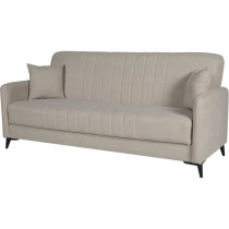 Canapé convertible - 3 places - ENZO - Tissu beige - 2 coussins - Cof