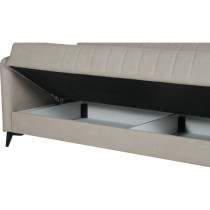 Canapé convertible - 3 places - ENZO - Tissu beige - 2 coussins - Cof