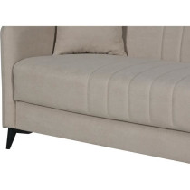 Canapé convertible - 3 places - ENZO - Tissu beige - 2 coussins - Cof
